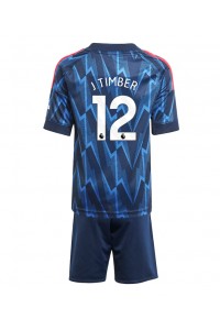 Arsenal Jurrien Timber #12 Jalkapallovaatteet Lasten Vieraspeliasu 2025-26 Lyhythihainen (+ Lyhyet housut)